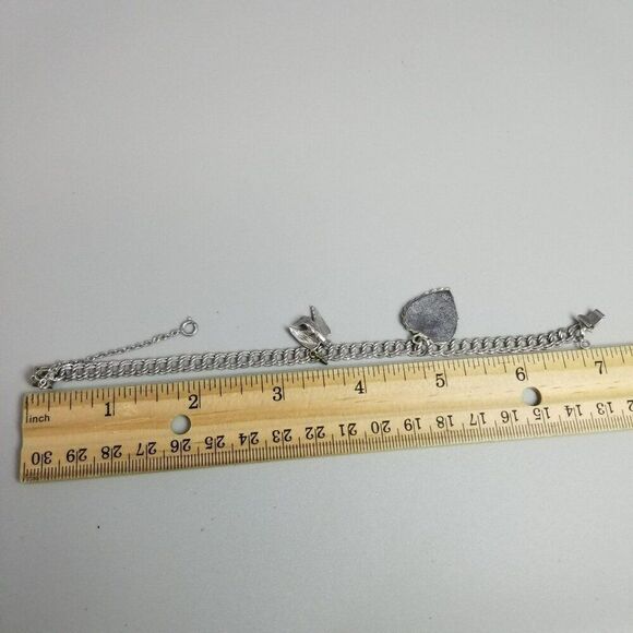 Vintage Elco Sterling Silver Merry Christmas Dove Charm Bracelet, Double Link - Picture 9 of 10